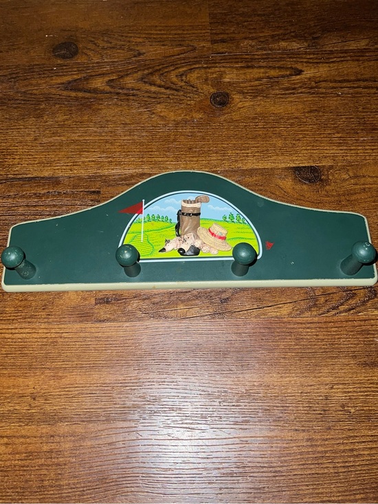 Other - Vintage Golf Retro Green Wooden Painted Wall Plaque Decor Hat Rack